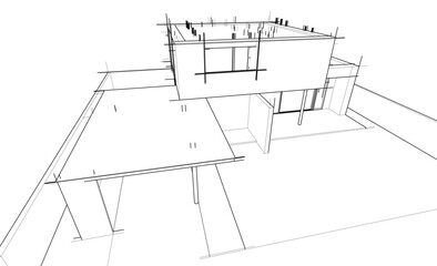 architectural sketch of a house