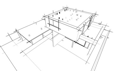 architectural sketch of a house