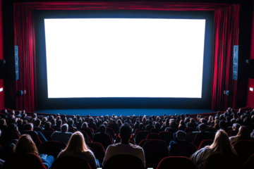 Moviegoers awaiting the film's start isolated on transparent background