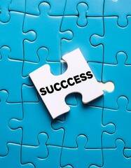 Fototapeta premium Blank puzzle with the word success over the missing piece 