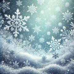Enchanting Winter Snowflake Background with Icy Frost and Sparkling Bokeh - Ideal for Holiday Cards, Winter-Themed Designs, and Seasonal Decorations