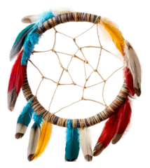 Colorful feather dreamcatcher isolated on transparent background