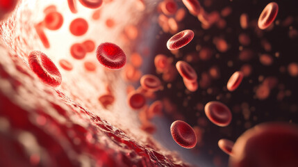 A close up of red blood cells in a vein
