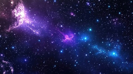 Fototapeta premium Purple and blue stars in a space background 