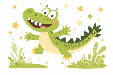 Obraz premium Cute cartoon vector style illustration of a happy smiling crocodile