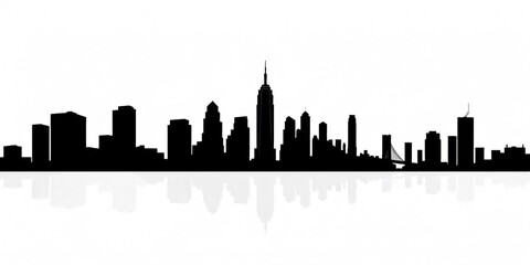 Fototapeta premium silhouette of building facade, black and white silhouette line drawing illustration of old houses scheme in white background 