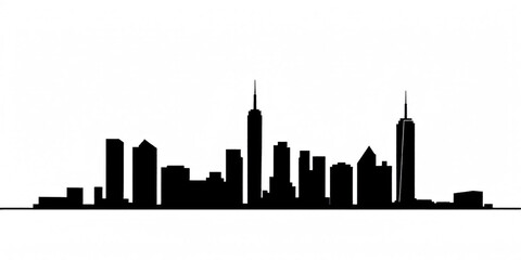 silhouette of building facade, black and white silhouette line drawing illustration of old houses scheme in white background  