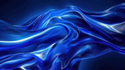 Obraz premium A flowing abstract design featuring smooth, shiny blue waves, evoking a sense of motion and depth.