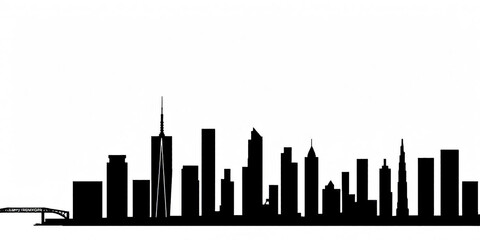 Obraz premium silhouette of building facade, black and white silhouette line drawing illustration of old houses scheme in white background 