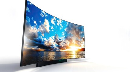 UHD Smart Tv with curved screen on white background