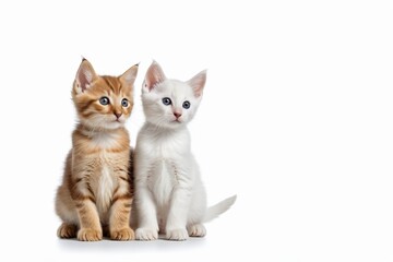 there are two kittens sitting next to each other on a white surface                        