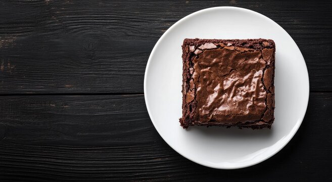 Chocolate Brownie on White Plate