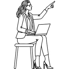 Woman in Business Attire Working On Laptop.