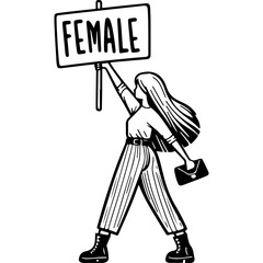 Woman Holding a Sign that Says Female.