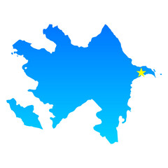 Fototapeta premium Map of Azerbaijan with its capital Baku in professional blue style