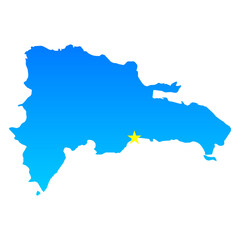 Fototapeta premium Map of Dominican Republic with its capital Santo Domingo in professional blue style