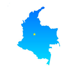 Map of Colombia with its capital Bogota in professional blue style