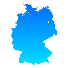 Map of Germany with its capital Berlin in professional blue style