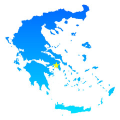 Obraz premium Map of Greece with its capital Athens in professional blue style