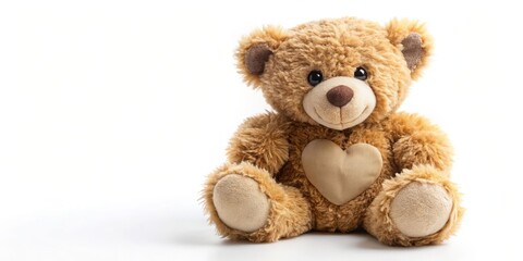 Obraz premium Adorable plush teddy bear with soft, cuddly fur warmly embracing a blank space, conveying comfort, love, and affection,