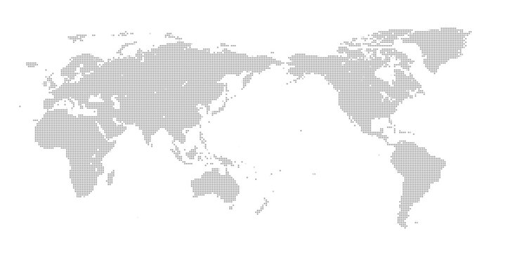 デジタルブロック調の世界地図