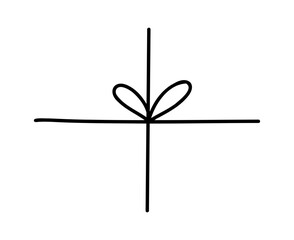 Bow gift ribbon line simple element set. Hand drawn doodle stroke ribbon bow. Elegant minimal line stroke style. Vector illustration