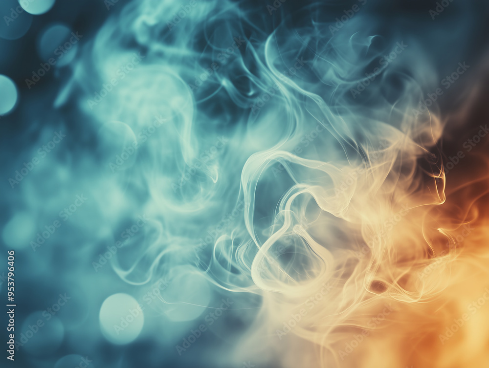 Wall mural colorful smoke swirls in vibrant patterns with a mix of warm and cool tones in a captivating abstrac
