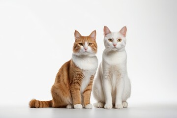 Obraz premium there are two cats sitting next to each other on a white surface 