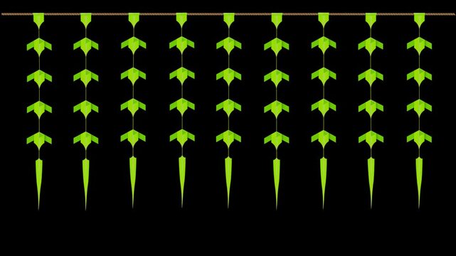 Animated  Leaves Garland on transparent background. Design for Pongal, ayudha pooja and hindu festivals.