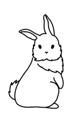 Cartoon rabbit. Simple doodle hand drawn bunny. Vector sketch