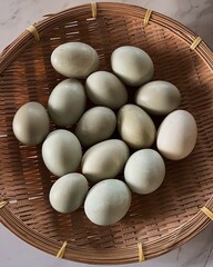 Farm Fresh Eggs in Wicker Basket