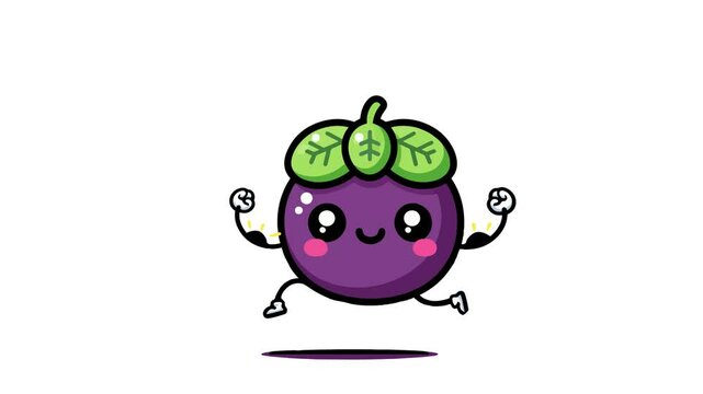 animated video of fruit that is healthy for the body, mangosteen fruit 2d looping animation with green screen