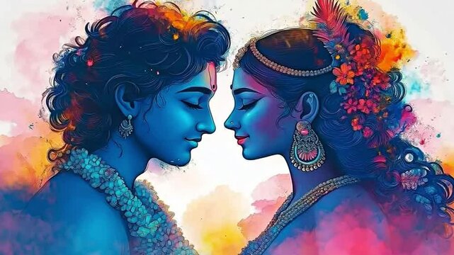 Krishna and Radha, the Hindu mythical pair, are central to the Holi celebration. 
