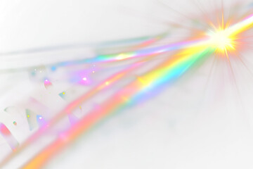 Surreal aura rainbow laser light refraction texture overlay effect on white wall,Blurred rainbow refraction overlay effect Light leak transparent background