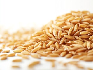 Obraz premium a pyramid of rice grains, stacking concept, 3D illustration, clean lines, isolated on white background