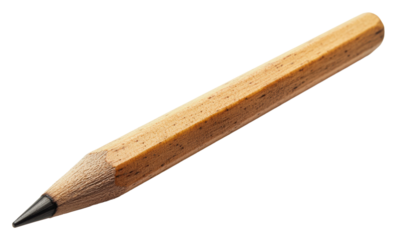 Simple wooden pencil resting isolated on transparent background
