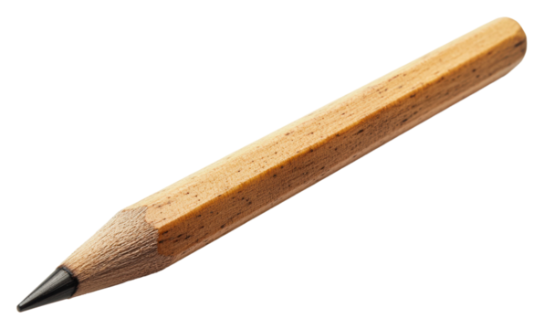 Simple wooden pencil resting isolated on transparent background