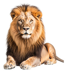 Fototapeta premium Majestic lion resting isolated on transparent background