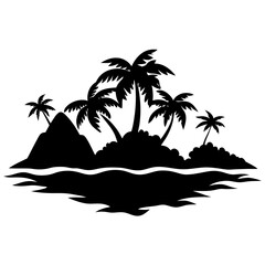 An island silhouette vector illustration 