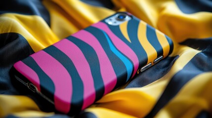 A zebra print phone case, with a sleek design and vibrant stripes.