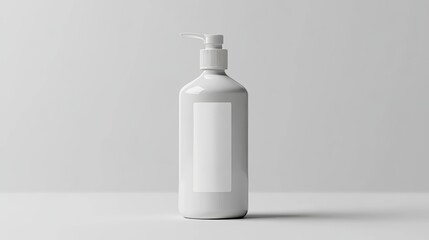 A bottle of lotion with a white label mockup isolated on white background for skincare product presentation Generative AI