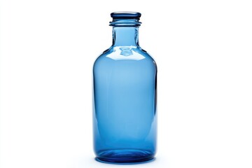 Empty Blue Glass Bottle With Cap