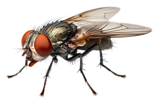Close-up of a fly isolated on transparent background