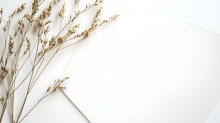 Dried Grass Sprays on a White Surface