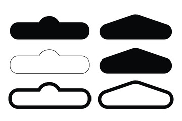 Hook hang, black silhouette holes and hangers for product plastic package. Vector euro hook hang holes for pack hanger cutout templates set industrial