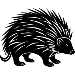 Porcupine Silhouettes Vector Animal Illustration on White Background