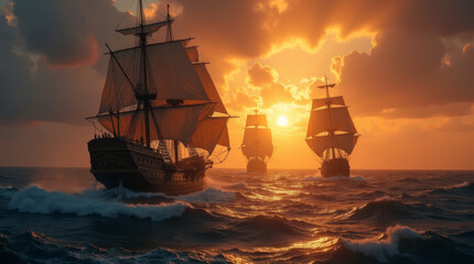 Sonnenuntergang auf hoher See