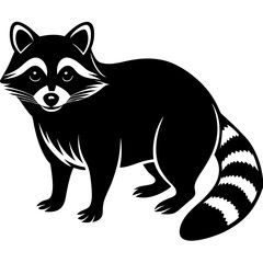 Raccoon Silhouettes Vector Animal Illustration on White Background