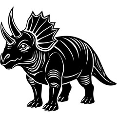 triceratops vector silhouette animal illustration black