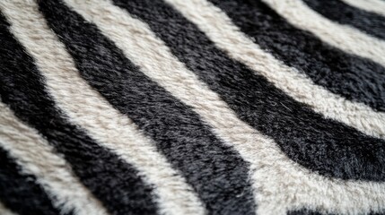 Close-up of Coarse Short Zebra Fur with Black and White Stripes, Animal Texture Background Generative AI